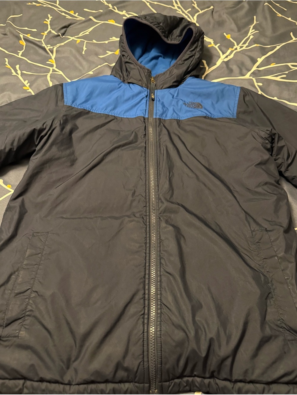 The North Face Navy and Blue Insulated Kids Hooded Puffer, Boys Size 18/20